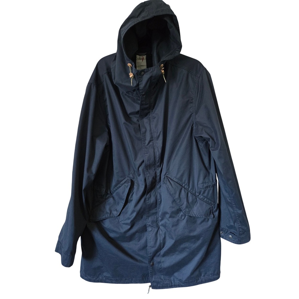 Relwen Huckberry Mens Navy Blue Hooded Fishtail Parka Jacket Large Utility